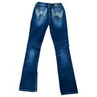 Miss Me Signature Bootcut Jeans Embellished Pocket Dark Wash Jp7744b Size 26