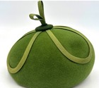 Vintage Deluxe Velour Wool Felt Hat Grosgrain Ribbon Trim Moss Green Size 22
