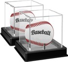 2pcs Baseball Holder Display Case Cube With Stand Uv Protection Cube