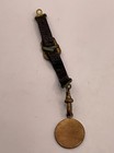Antique Victorian Pocket Watch Fob Leather Strap Blue Guilloche Enamel Initial A