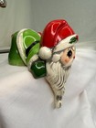 Vtg Santa Stocking Holder  Beard Christmas Kitchy Ceramic Shelf Sitter Made Usa