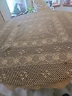 Vintage Antique Hand Crocheted Lace Tablecloth Beige Ecru Handmade   48  X 46 