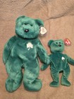 Ty Beanie Buddy   Beanie Baby Erin Irish Bear Green Plush Shamrock 1997 1998 Vtg