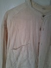 Xl Mens 50 Ivory Linen Cotton Distressed Stained Civil War Band Collar Vtg Shirt