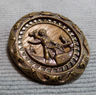 Large Vintage Antique Metal Wood Picture Button Cupid Forging Links Of Matrimony