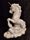 Vintage White Porcelain Unicorn Statue Figurine 1985