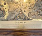 William J Blaeu Gold Foiled Wall Map Of Old And New World 24 x20  Vintage Framed