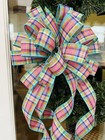 Handmade Large Spring Summer Easter Plaid Pastel Bow For Wreath Decor