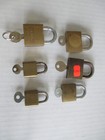 Vintage Lot Of 6 Small Old Brass Locks With Keys Triumph Reese Abus      A18
