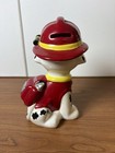 Fireman Dalmation Bank Fire Fighter Dog Ceramic Fab Starpoint Coin Bank Piggy