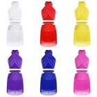 Us Women Dancewear Rumba Set Club 2 Piece Wear Outfit Hollow Out Shiny Backless