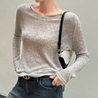 Summer Women s Thin Sunscreen Shirts Linen Loose Knitted Long Sleeved T-shirts