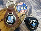 New Rare Vintage 1970s Triumph Black Or Brown Leather Key Chain Ring Fob Nos