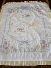 Bucilla Finished Cross Stitch Sewn Baby Quilt Crib Blanket Farm Animal Cottage