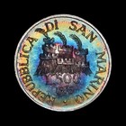 San Marino  1975  500 Lire  Silver - St  Marinus  Stonemason      Rainbow Toned 8