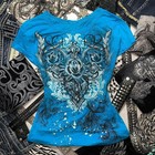Women s Y2k Grunge T-shirts 2000s Vinage Rhinestone Print Heart Rose T-shirt