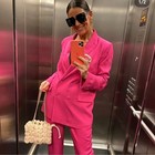 Zara Double Breasted Oversized Blazer In Fuchsia Sz S