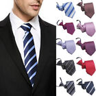 Men Solid Color Bowknot Formal Zipper Tie Neck Wear Striped Necktie Classic