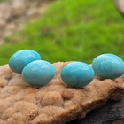 Rare Vintage German Robin s Egg Blue Milk Glass Oval Beads On Original Wires 4pc