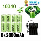 2800mah Batteries Cr123a 16340 Rechargeable Battery   Smart Charger Lot