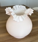 Antique Victorian Satin Light Pink Lamp Shade Ruffle Cased Glass - Great 