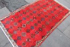 Vintage Hand Made Traditional Oriental Wool Red Long Rug 179x99cm