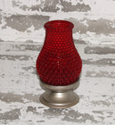 Vtg Ruby Glass Hobnail Fairy Lamp Candle Holder Metal Stand 2 Pc 6  H