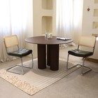 Set Of 2 Dining Chair Leather Upholstered Chair Rattan Back Chair W  Metal Leg