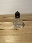Vintage Miniature Clear Cut Glass Square Salt Or Pepper Shaker With Silver Top