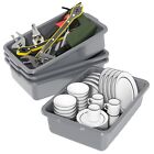 Idotry 32 Liter Large Plastic Bus Trays  Commercial Bus Tub Box Set Of 4  Grey