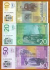 Set Serbia  10 20 50 Dinara  2013-2014  Picks 54b-55b-56b Unc