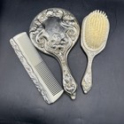Vintage Silver Plate Dresser Vanity Set With Mirror  Brush  And Comb
