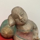 Vintage Old Hand Carved Wood Asian Oriental Buddhist Sleeping Unique Monk Art