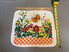 Vintage 1970s Texline Butterfly Garden Cotton Kitchen Towel Set Hand Dish Towel