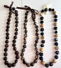 Lot Of 3 Hawaiian Kukui Nut Leis   Necklaces Traditional Graduation Hand Knotted