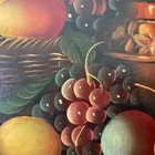 Vtg Original Tole Folk Art Painting Fruit Still Life Oil Wood Panel Frame 23x17
