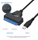 3pcs Usb Type C To Sata Iii Hdd Ssd 2 5  Hard Drive Adapter Cable 22-pin Uasp Us