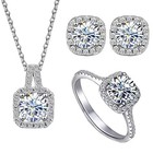 Women s Necklace Earrings Ring Set Cubic Zircon Pendant Chain Fashion Jewelry