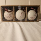 Rae Dunn By Magenta Eat Drink Be Merry Christmas Ceramic Ball 3    Ornaments 3pcs