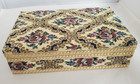 Vtg Floral Fabric Wood Jewelry Box Red Velvet Lined Mirror 9  X 5 75  New In Box