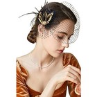 Veil Fascinator Hat Women Feather Hair Clip Removable Black Tea Party Bridal B