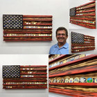 Wooden American Flag Challenge Coin Display Military Coin Holder   Wall Decor