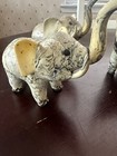 Crushed Oyster Shell Elephant Trunk Up Figurine Handmade Folk Art Set Of 3