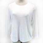 Eileen Fisher Plus White 100  Bio-linen Crew Neck Long Sleeve T-shirt Top 1x