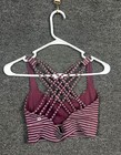 Lululemon Energy Bra Long Line Mod Stripe Burgundy White Luxtreme Strappy Top 8