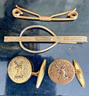 Late 1930s Gentleman   s Dress Set Cufflinks Tie Bar Collar Bar Stag  Art Deco