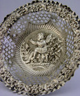 Beautiful English Victorian Sterling Silver Cherub   Butterfly Dish 1897 Antique