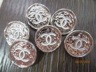 Lot Of Ten 20 Mm Designer Cc Button  White    Silver Tone Chanel 10 Buttons