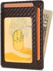 Slim Minimalist Leather Wallet Rfid Blocking Front Pocket Carbon Fiber Coffee