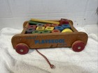 Vintage Playskool Wagon Wooden Blocks Pull Toy